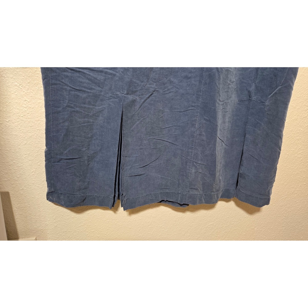 REI Blue Rayon Linen Blend Sleeveless Maxi Dress L Pockets Travel Resort Casual - Picture 6 of 9